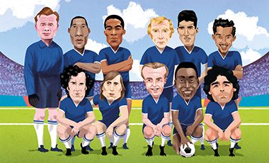 Ilustração de Os melhores jogadores de futebol de todos os tempos e a divindade