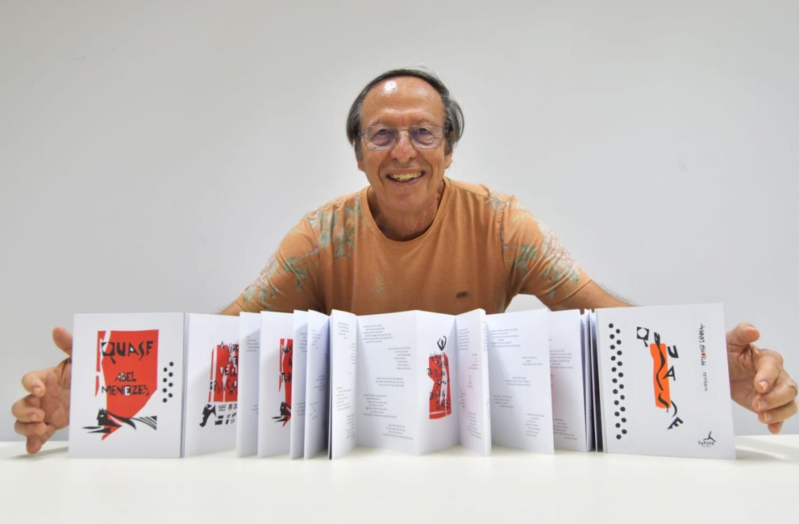 O livro Quase, que será lançado hoje, tem formato de sanfona, musicalidade, beleza gráfica e plástica e a poesia marcante de Abel Menezes