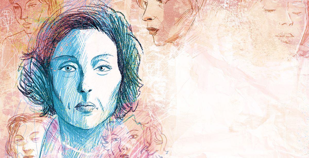 Ilustração de Clarice no país dos espelhos