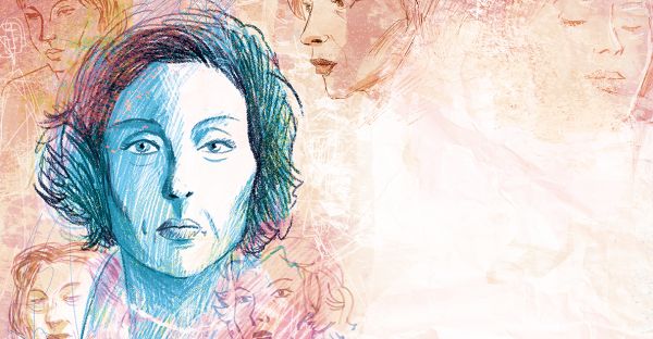 Ilustração de Clarice no país dos espelhos